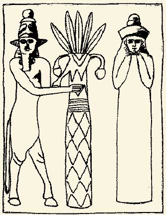 Enlil und Ninlil — Relief, Zeichnung nach dem Original