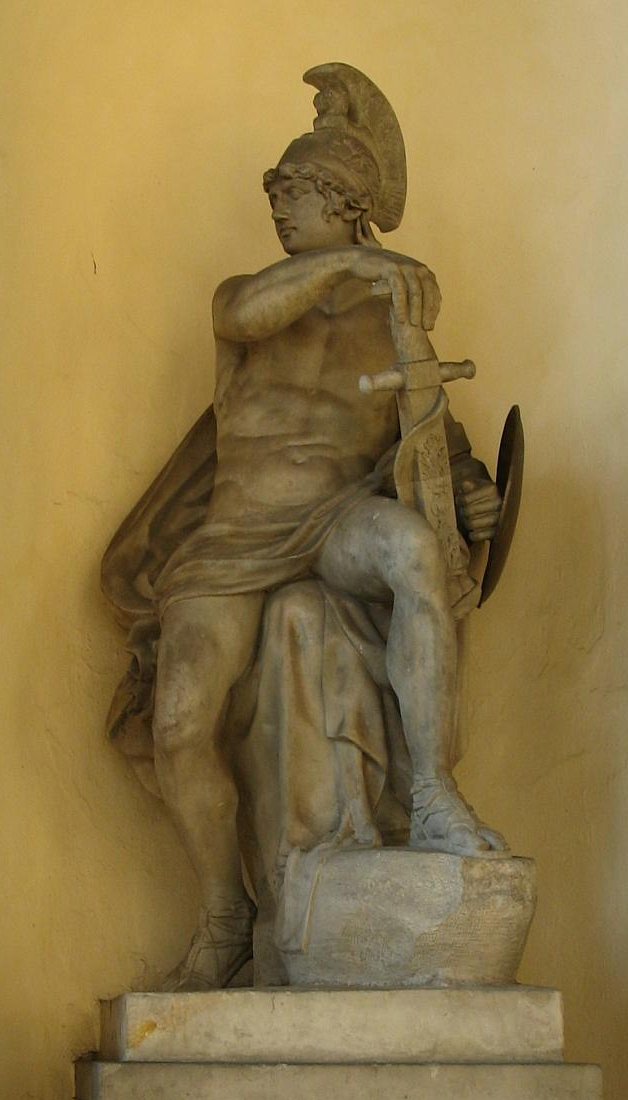 Mars — Sandsteinfigur am Brandenburger Tor, Berlin, 18. Jahrhundert