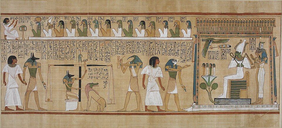 Die Herzwägung vor Osiris — Totenbuch des Hunefer, British Museum