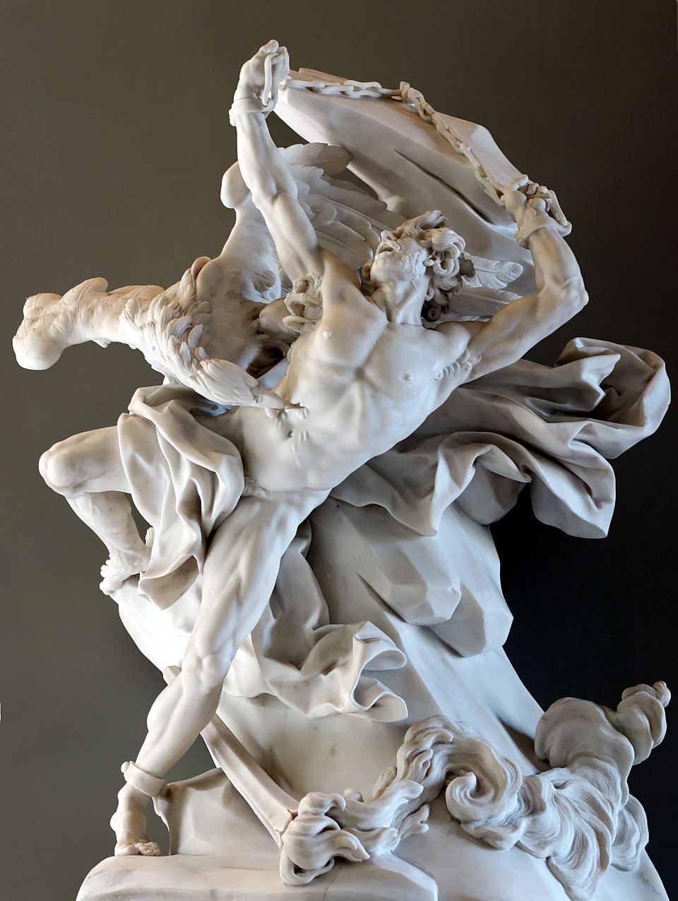 Prometheus, gefesselt, mit dem Adler — Marmor von Nicolas-Sébastien Adam, 1762, Louvre