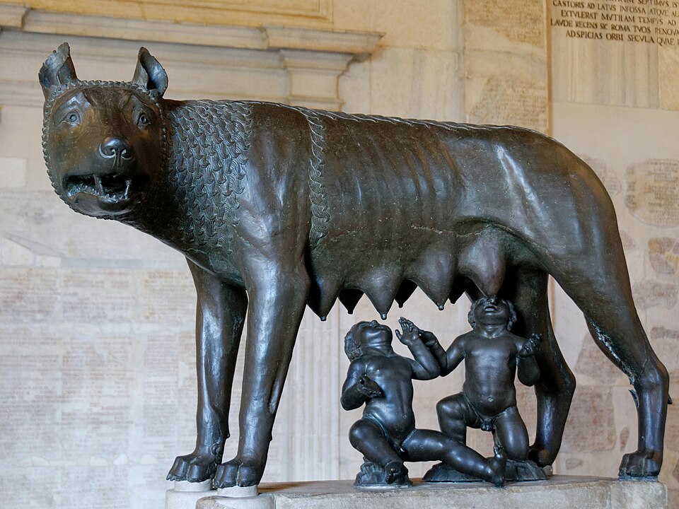 Die kapitolinische Wölfin — Bronze, die Zwillinge sind ein Zusatz der Renaissance, Kapitolinische Museen