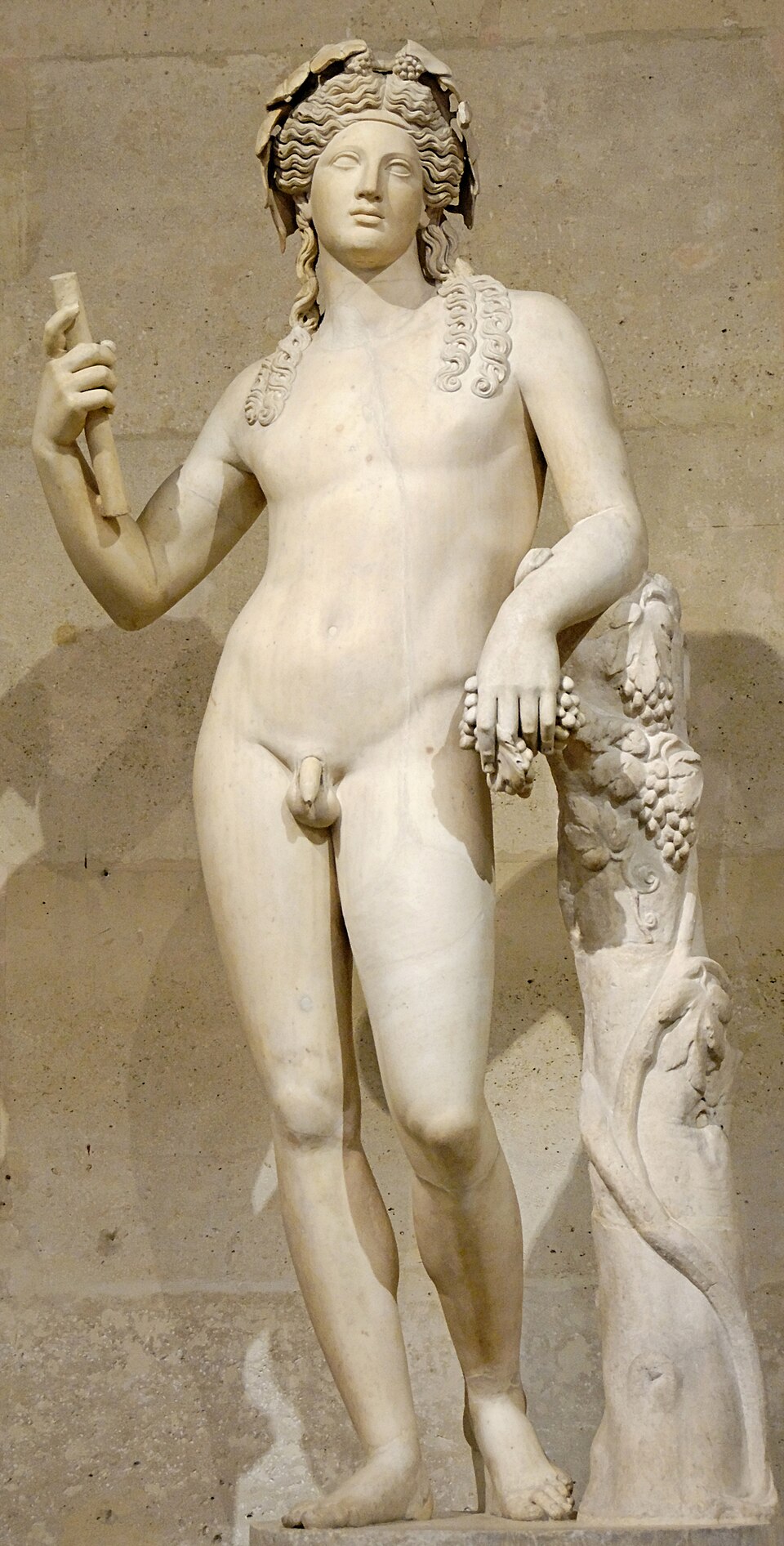 Dionysos mit Efeukranz — römische Marmorkopie, Louvre