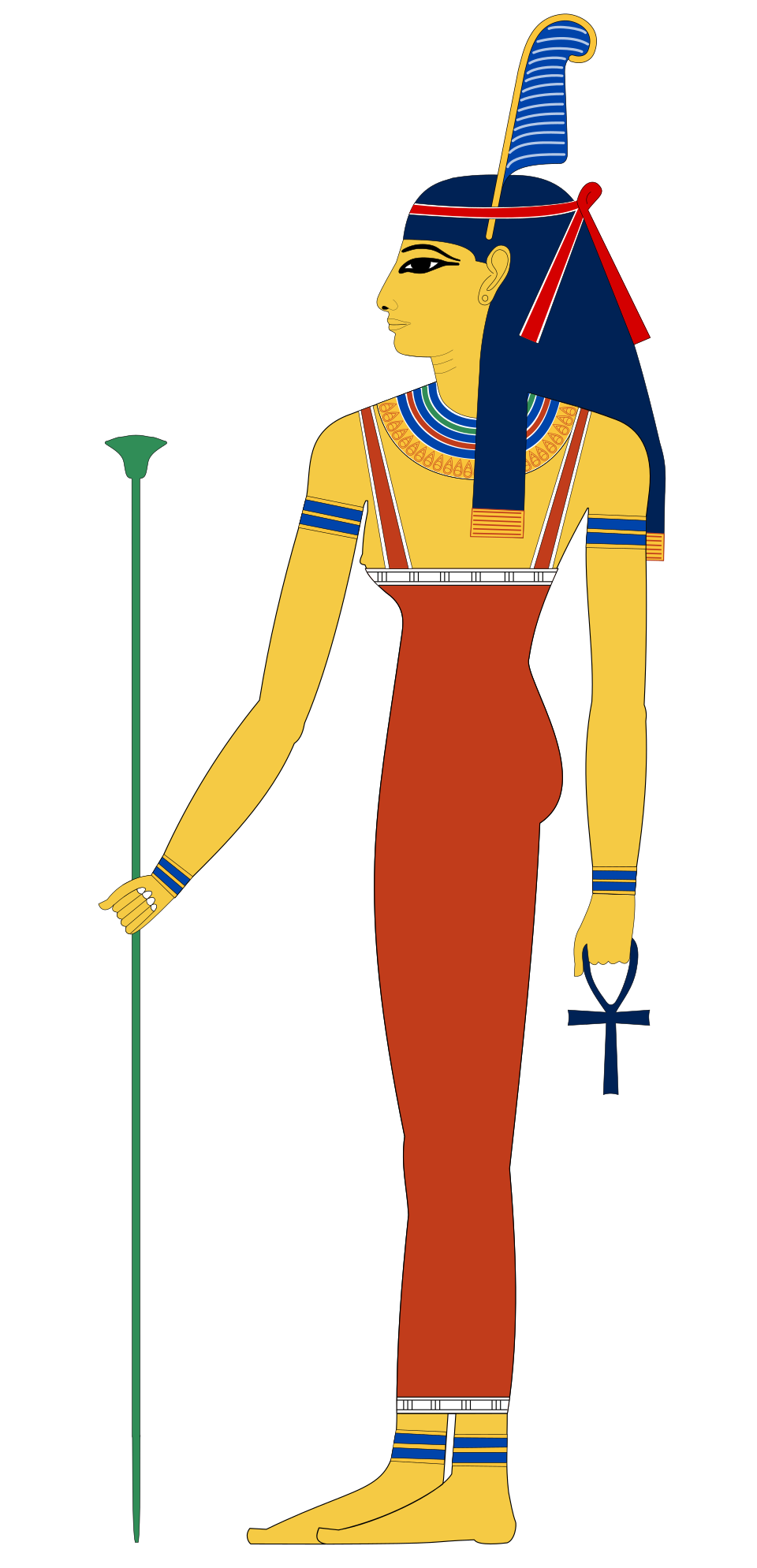 Maat mit der Straussenfeder auf dem Kopf — Zeichnung nach Grabmalereien